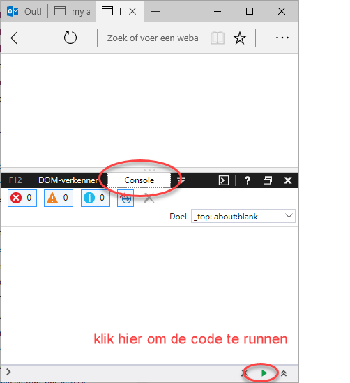 Edge - Developer Console - Lege pagina
